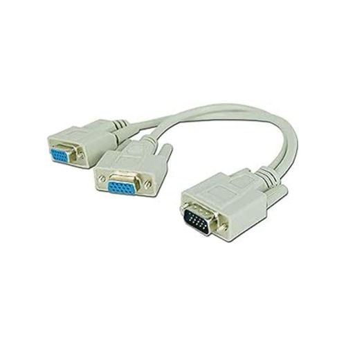 SVGA LCD Monitor Y Splitter Cable Adapter for 15-Pin Male to 2 x 15-Pin Female VGA Connectors
