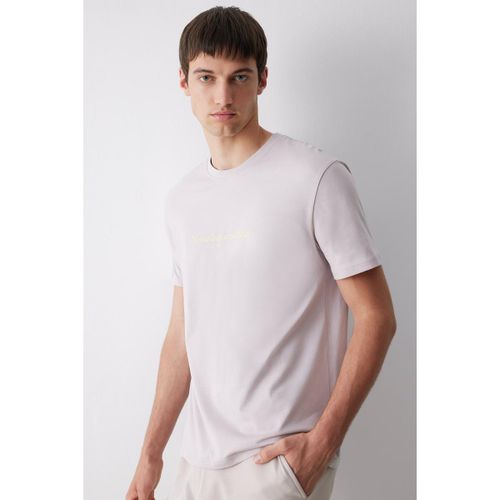 Man Crew Neck Regular Fit Short Sleeve T-Shirt - Lt.Lilac