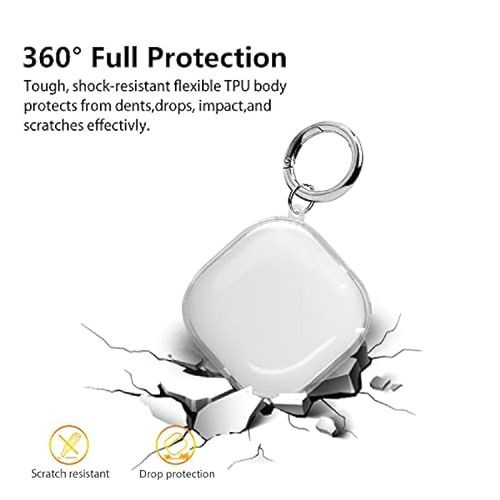 غطاء حماية مضاد للصدمات لسماعات Samsung Galaxy Buds 2 (2022) مع سلسلة مفاتيح (شفاف)