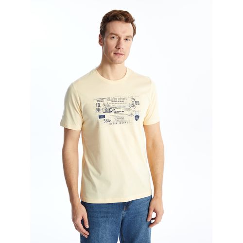 Crew Neck Short Sleeve Printed Combed Cotton Men's T-Shirt