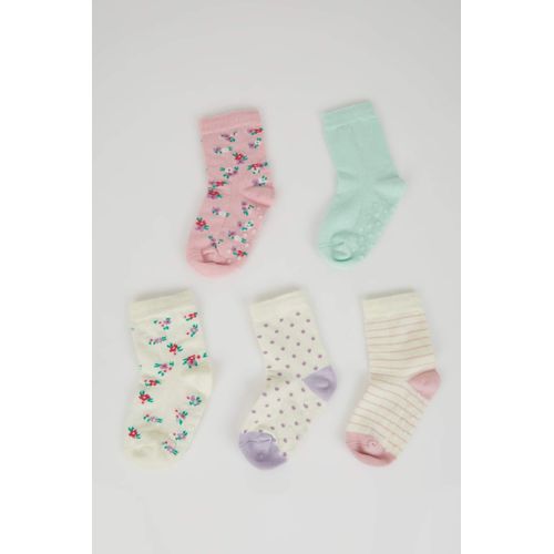 Baby Girl Seamless 5 Piece Cotton Long Socks