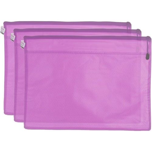 B4-1006 Plastic Zipper File 28 * 39 cm 3 Pieces - Mauve