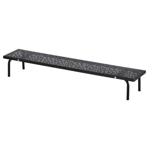 Monitor stand A black LÅNESPELARE monitor stand, rectangular, made of steel, designed to elevate screens for better posture.