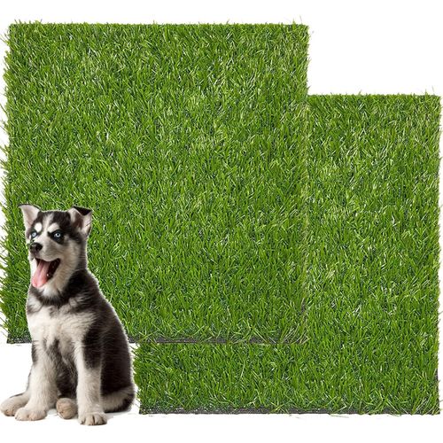 Artificial Grass for Dogs, 2 Pack Durable Artificial Grass Mat, 63x51cm Indoor Outdoor Puppy Grass Toilet for Potty Training Fake Grass Turf Dog Grass Pee Rug, Patio Lawn Decoration