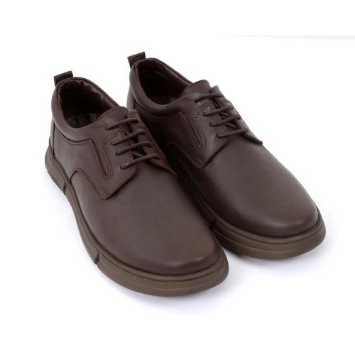 Art Work Men’s Casual Lace-Up Genuine Leather Shoes – Pure Rubber Sole – Brown