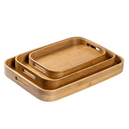 Natural bamboo rectangular serving tray comes in three different sizes perfect for elegantly serving food tea drinks fruits and snacks