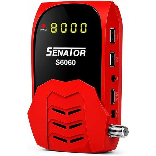 S6060 Mini Full HD Receiver with Built-in Wi-Fi & H.265 Support, 1GB RAM and Multiple Server Subscriptions – Red/Black