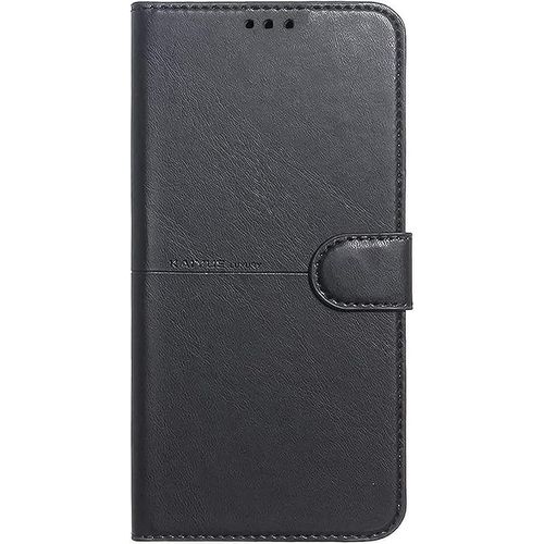 Leather case (front and back) compatible with OPPO A74 phones – by XTECH, provides complete leather protection – Black