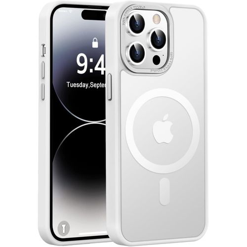 Designed for iPhone 14 Pro Max Case with Strong Magnetic 13 FT Military Drop Protection Compatible with Magsafe Slim Translucent Matte Shockproof with Anti-Fingerprint Phone Case, Frosted White