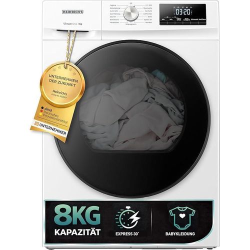 Heinrichs Heat Pump Dryer, 8 kg, Front Load, Quick Drying, 15 Programmes HPT 6401 W