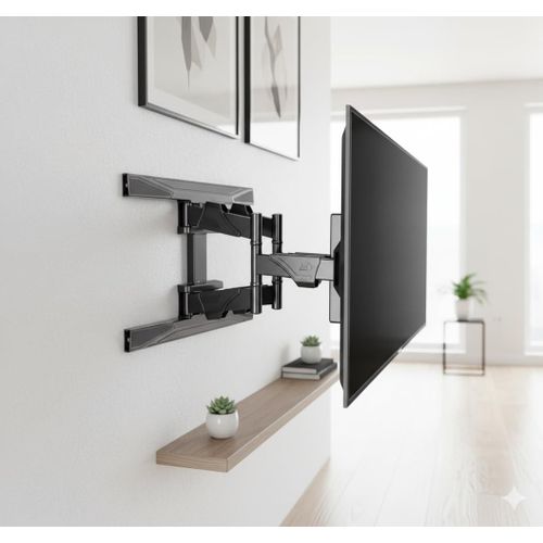 p6 Ennine Arm Monitor Stand Up to 80 Inch Full Motion LED LCD Flat/Curved Screen Bearing Up to 45 Kg- Black P6 Mobile TV Stand Wall Mount Double Arm Model P6