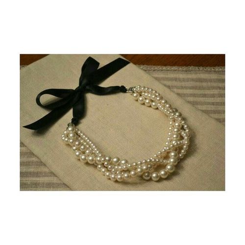 Layered Necklace Of Mallorca Pearls With Black Satin