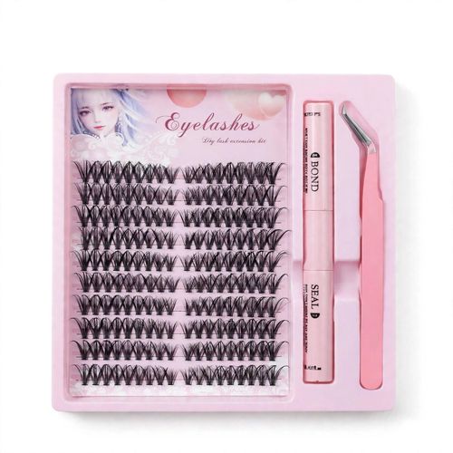 Eyelashes Diy Lash Extension Kit - Individual Cluster False Eyelashes Set with Bond Seal Glue and Tweezer - Natural Look