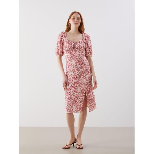 Sweetheart Neck Floral Ruched Fitted Waist Dress