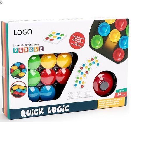 Quick Logic Puzzle Game – 59 pieces with 40 educational cards – Suitable for ages 3 and up – Supports 2 to 4 players – Develops logical thinking, focus, perseverance, and hand-eye coordination with two difficulty levels