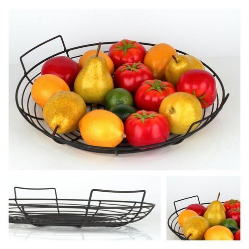 Large Metal Fruit Basket 38cm Diameter – Modern Open Design – Kitchen & Dining Organizer – Multi-Purpose