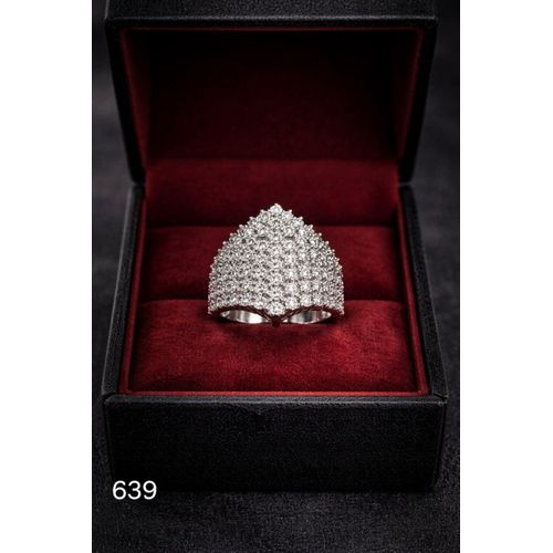 Refined Sparkle Ring for Women Platinum Rhodium Plated Cubic Zirconia Wide Statement Band