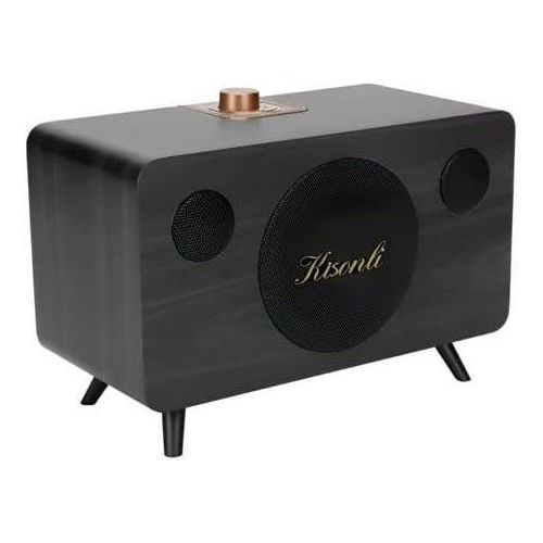 Classic Wooden Music Speaker - 20W Portable Retro Speaker with TF Card, USB and AUX Playback G103 - Black