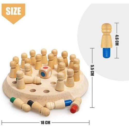 Wooden Memory Matching Game for Kids – Montessori Color Recognition Board Game with Dice – Educational Toy for Toddlers and Preschoolers – Safe Non-Toxic Wooden Puzzle – Improves Cognitive Skills, Concentration, and Family Fun Learning Play