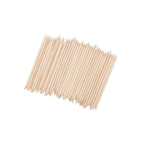 Double-ended orange wooden sticks for pushing back dead skin around nails, ideal for nail art, manicures, and pedicures - 48 pieces