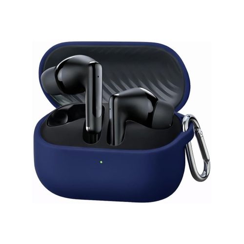 Compatible with Oraimo SpaceBuds Neo OTW 323P True Case Cover Soft Silicone Shockproof Protective Case Wireless Earbuds with Carabiner Front LED Visible Blue