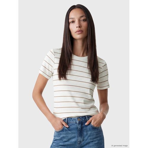 Striped Women's Ribbed T-Shirt