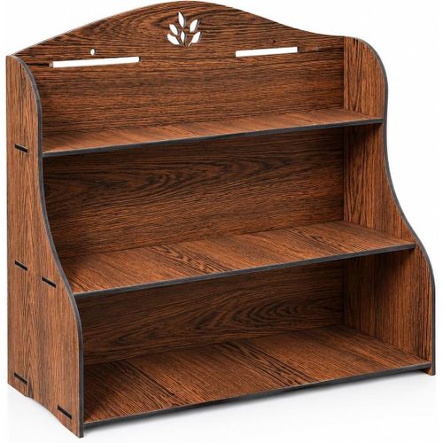 3 Tier Wooden Spice Rack for Kitchen – Spice & Herb Jar Organizer – Sleek, Space-Saving Design & Closable – Height 35 cm x Width 45 cm