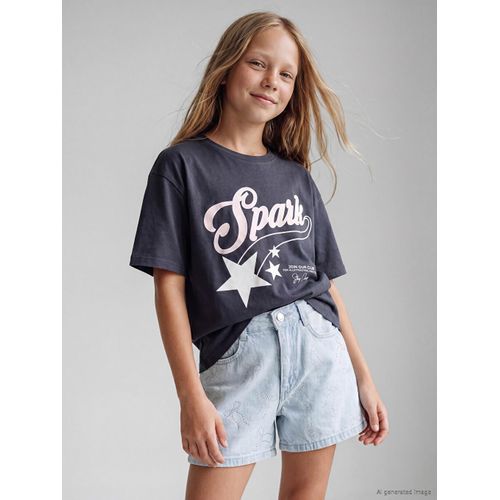 Crew Neck Printed Girl's T-Shirt