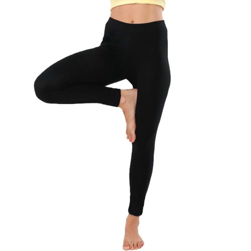 Women's high-waisted cotton yoga pants - Black