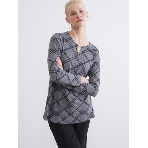 Patterned Crew Neck Blouse