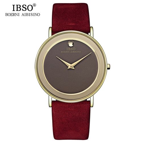 Ibso IBSO-2216A-Red Dark.. Genuine Leather Unisex Casual Watch