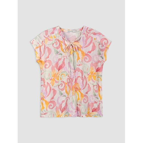 Tie Detailed Patterned Blouse