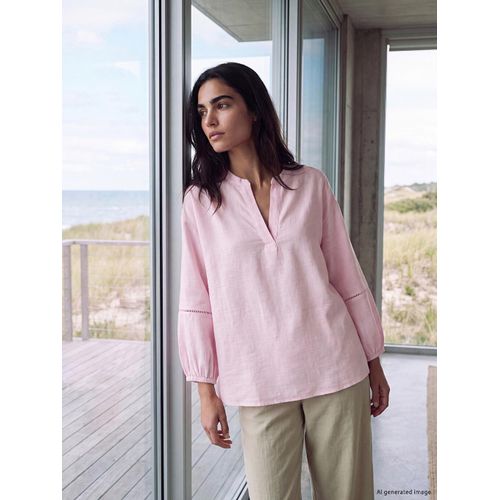Notch Neck Embroidered Detailed Blouse