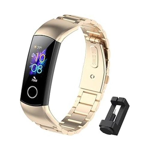 Compatible band for Honor Band 5/Band 4, replacement band for Honor Band 4/5 watch, stainless steel metal wristband, Honor Band 5/4 watch band accessories, rose gold