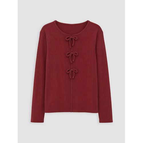 Crew Neck Tie Detail Girl's T-Shirt