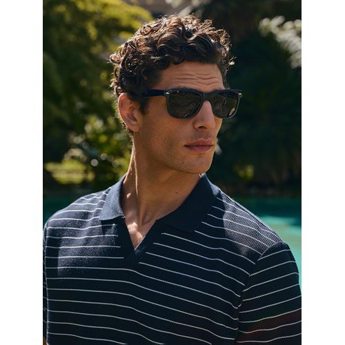 Polo Neck Short Sleeve Striped Men's T-Shirt