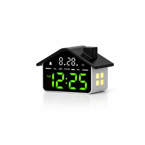 House-Shaped LED Digital Alarm Clock – Large Display with Time, Date, Temperature & Night Light