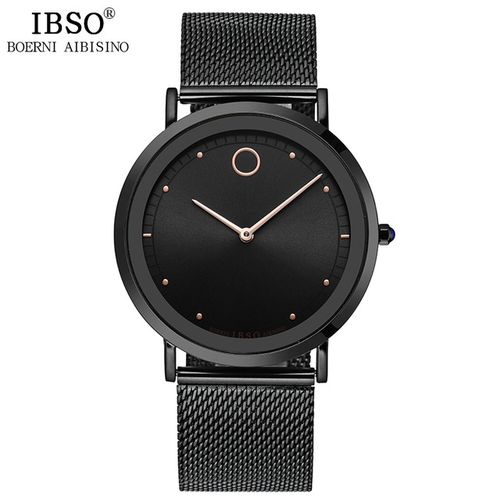 ساعة IBSO-8160SS-بلاك ستينلس ستيل للرجال والنساء