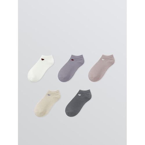 Heart Print Women's Trainer Socks 5-Pack