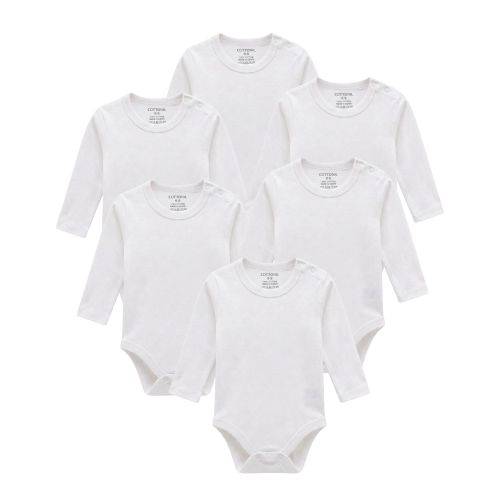Cottonil Pack of 6 Cotton Long Sleeve Bodysuit for Baby (White)
