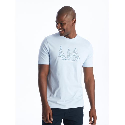 Crew Neck Short Sleeve Printed Combed Cotton Men's T-Shirt