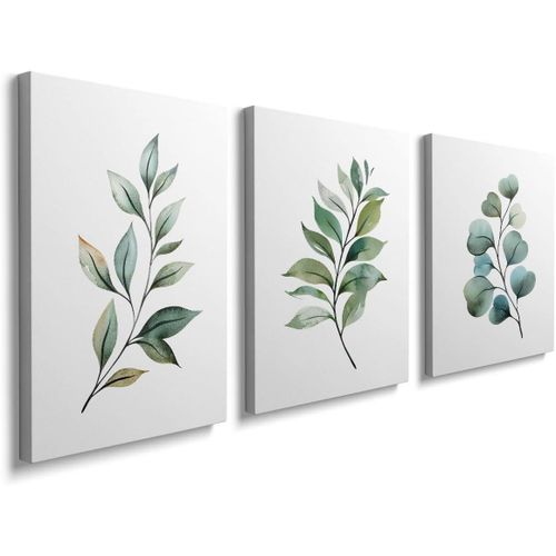 prinfantasy Bathroom Wall Art Set of 3 Botanical Wall Decor Green Plant Picture Frame Prints for Home Bedroom Restroom Decoration, YH065