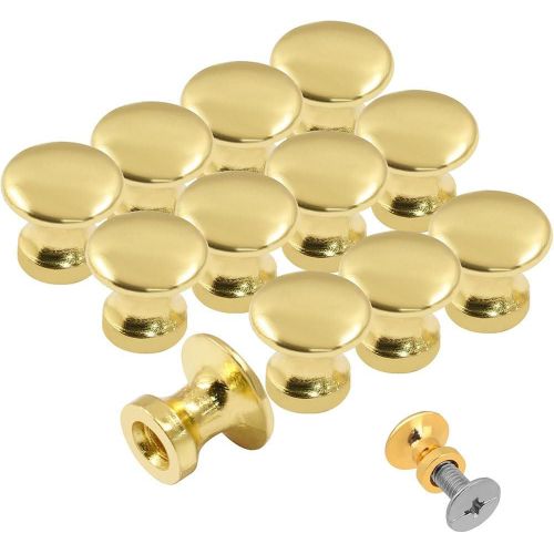 12PCS Mini Cabinet Knobs,1/2 Inch Brushed Gold Dresser Knobs,Mini Metal Pull Furniture Knobs Small Drawer Knobs Screws Jewelry Box Gift Case,Small Cabinet Knobs for Gift Case, Single Hole (Golden)