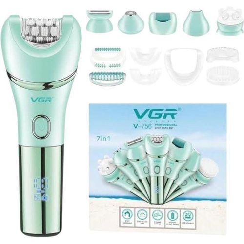 V-756 IPX7 Turbo 7-in-1 Electric Facial Epilator for Women