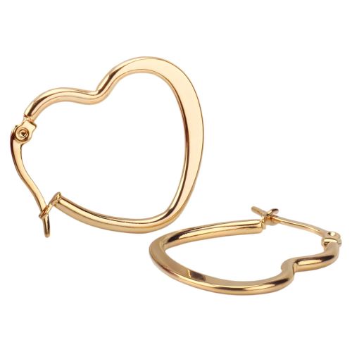 Gift-Ready Heart Gold Plated Hoop Earrings in Red Velvet Gift Box Jewelry for Women