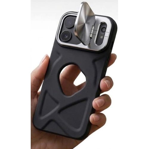 Durable, shockproof case compatible with iPhone 17 Pro Max with camera lens mount 3D grip Logo window Soft silicone bumper BLACK