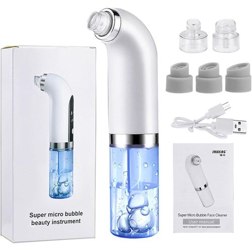 Hydrafacial Pore Vacuum Blackhead Remover Water Circulation Pore Cleaner Pimple Extractor Tools with 6 Suction Heads (color may vary)