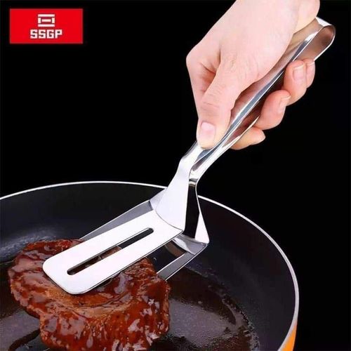 Double Stainless Steel Grilling Tongs and Wide Lifter (Heavy Stainless Steel) – Professional Performance for Perfect Grilling and Serving