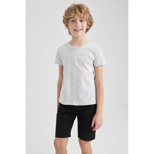 Knitted Short Sleeve T-Shirt - Optic Lt.Grey Melange