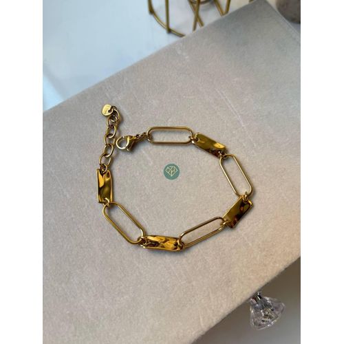 Geometric Gold Link Bracelet in Pure Stainless Steel